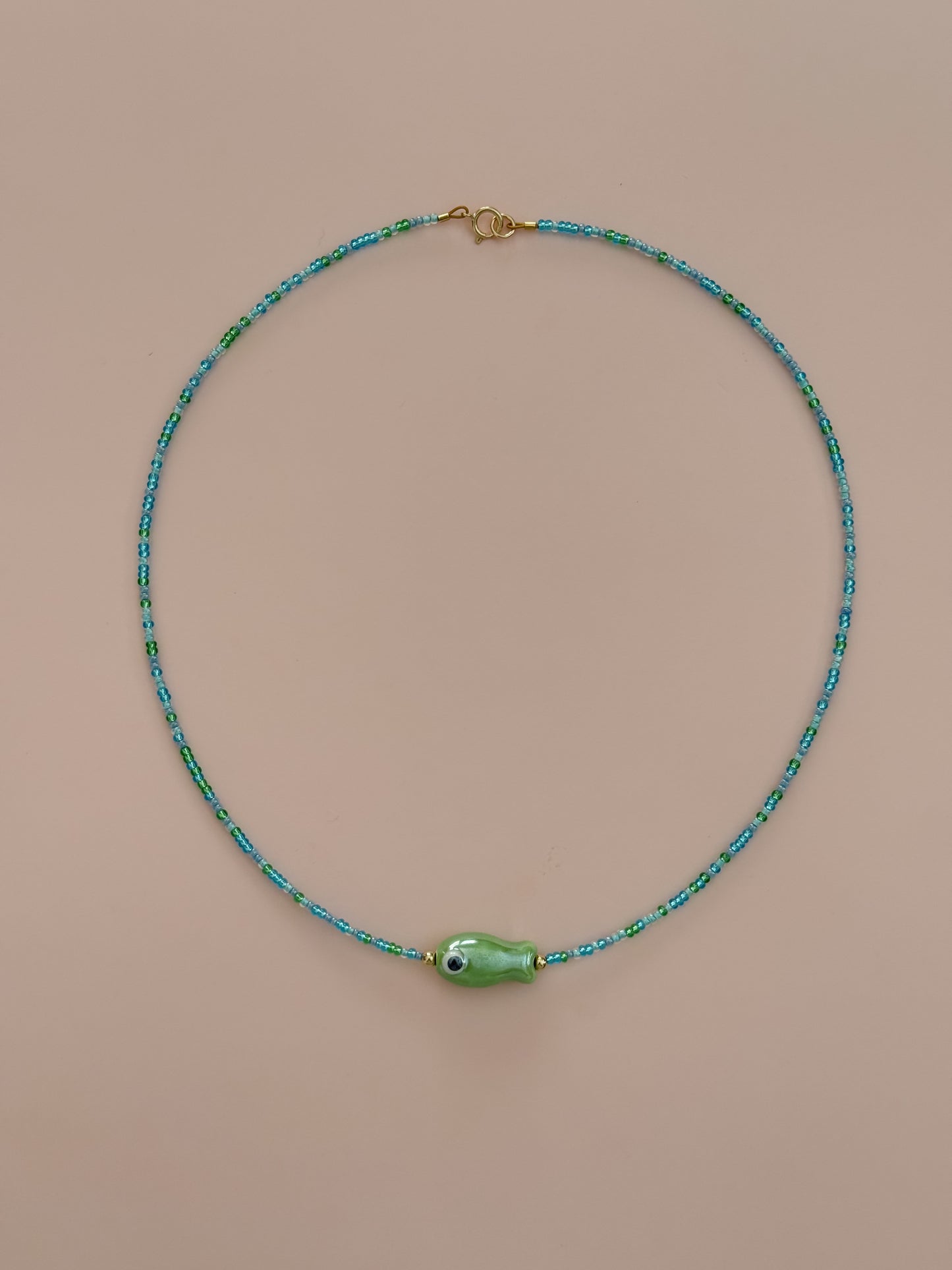 Green & Teal Fish Necklace