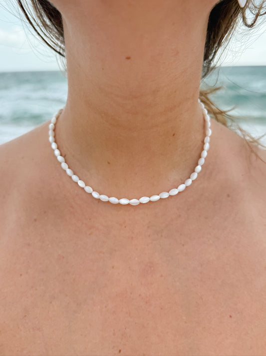 Mother of Pearl Rice Necklace