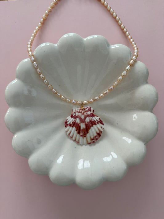 Pink Pearl Seashell Necklace