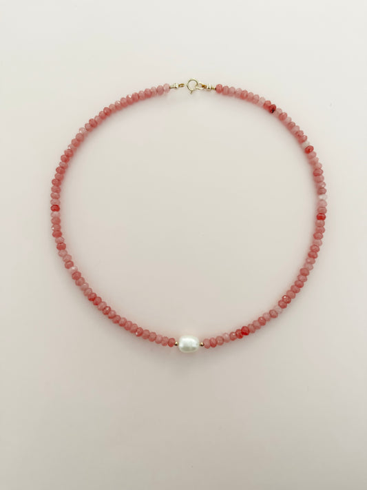 Rose & Pearl Beaded Necklace