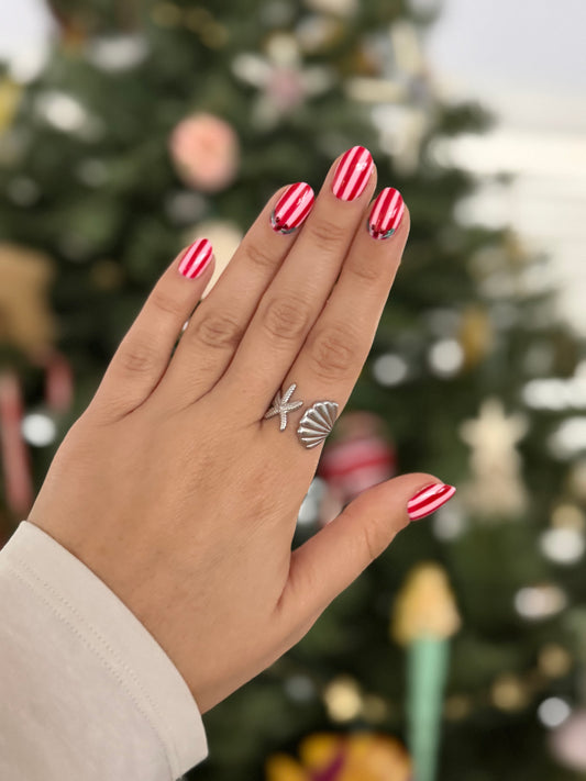 Silver Seashell & Starfish Ring