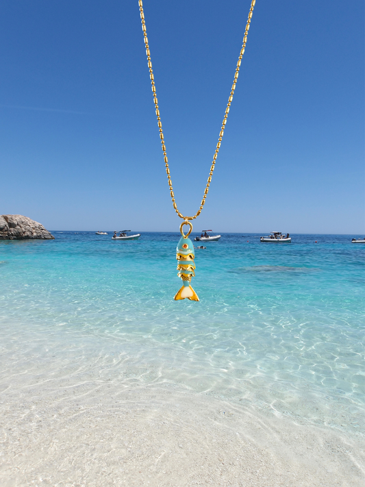 Blue & Yellow Fish Necklace