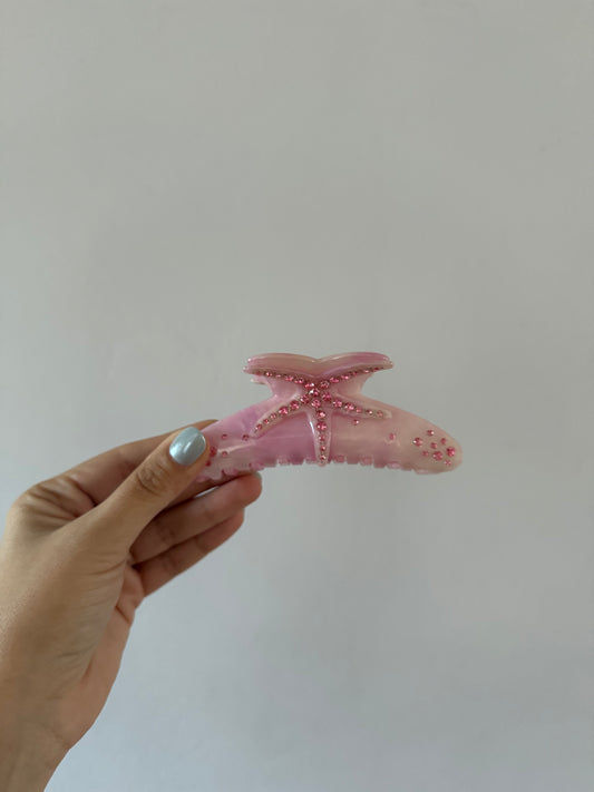Light Pink Rhinestone Starfish Hair Clip