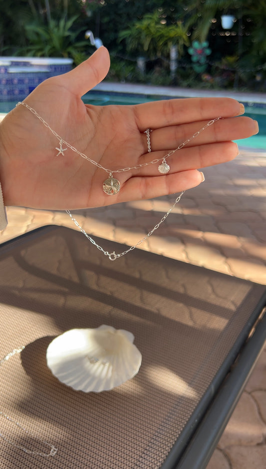 Sterling Silver Beachy Charm Necklace