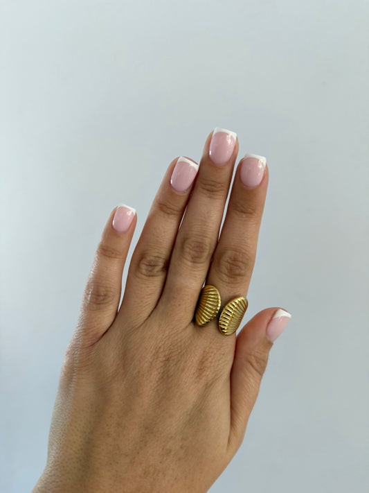 Gold Stainless Steel Double Shell Ring