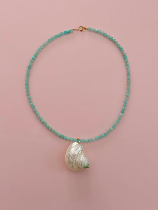 Amazonite Turbo Seashell Necklace