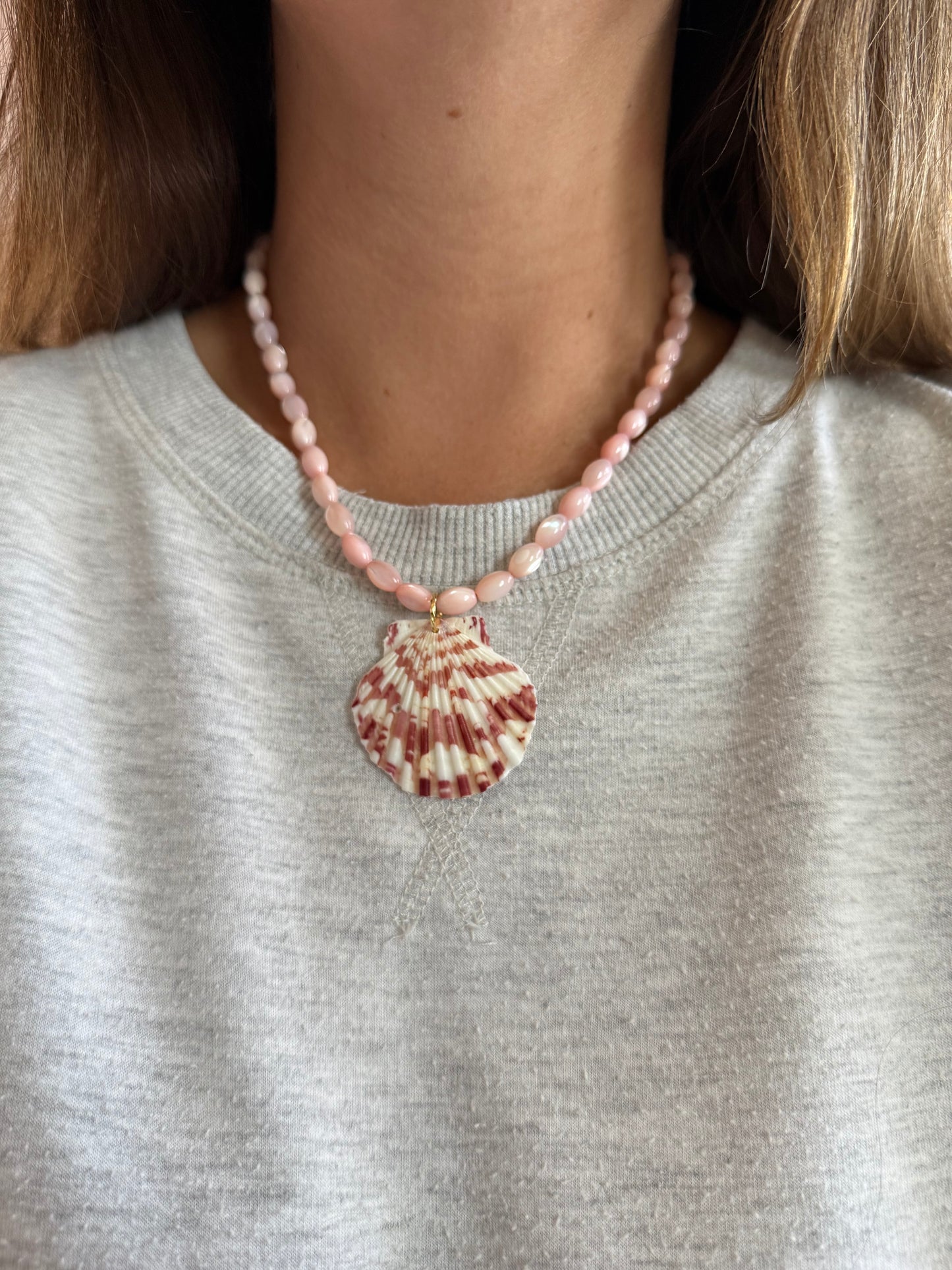 Pink Mother of Pearl Seashell Necklace