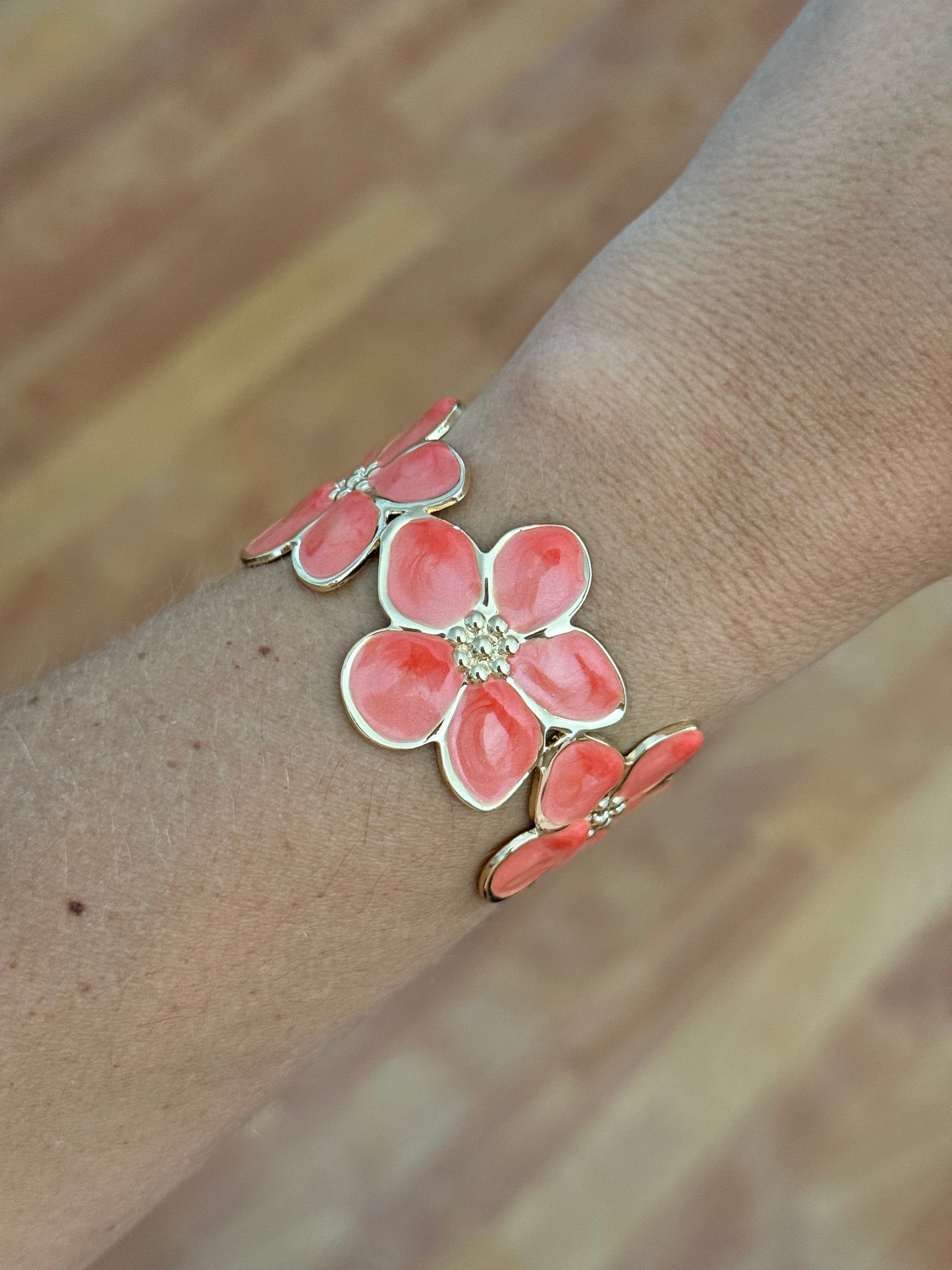 Red/Orange Flower Cuff Bracelet