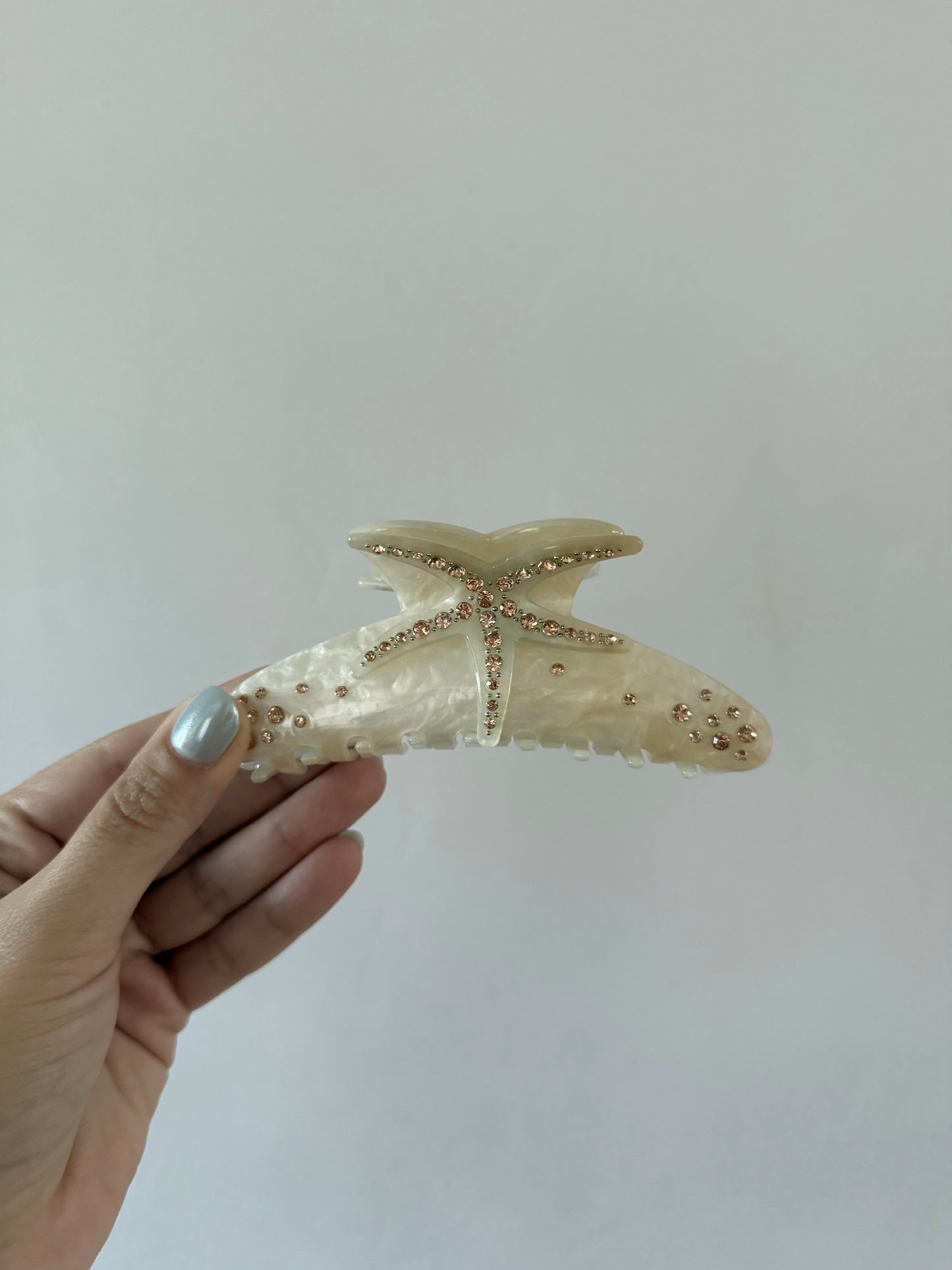 Cream Rhinestone Hair Clip