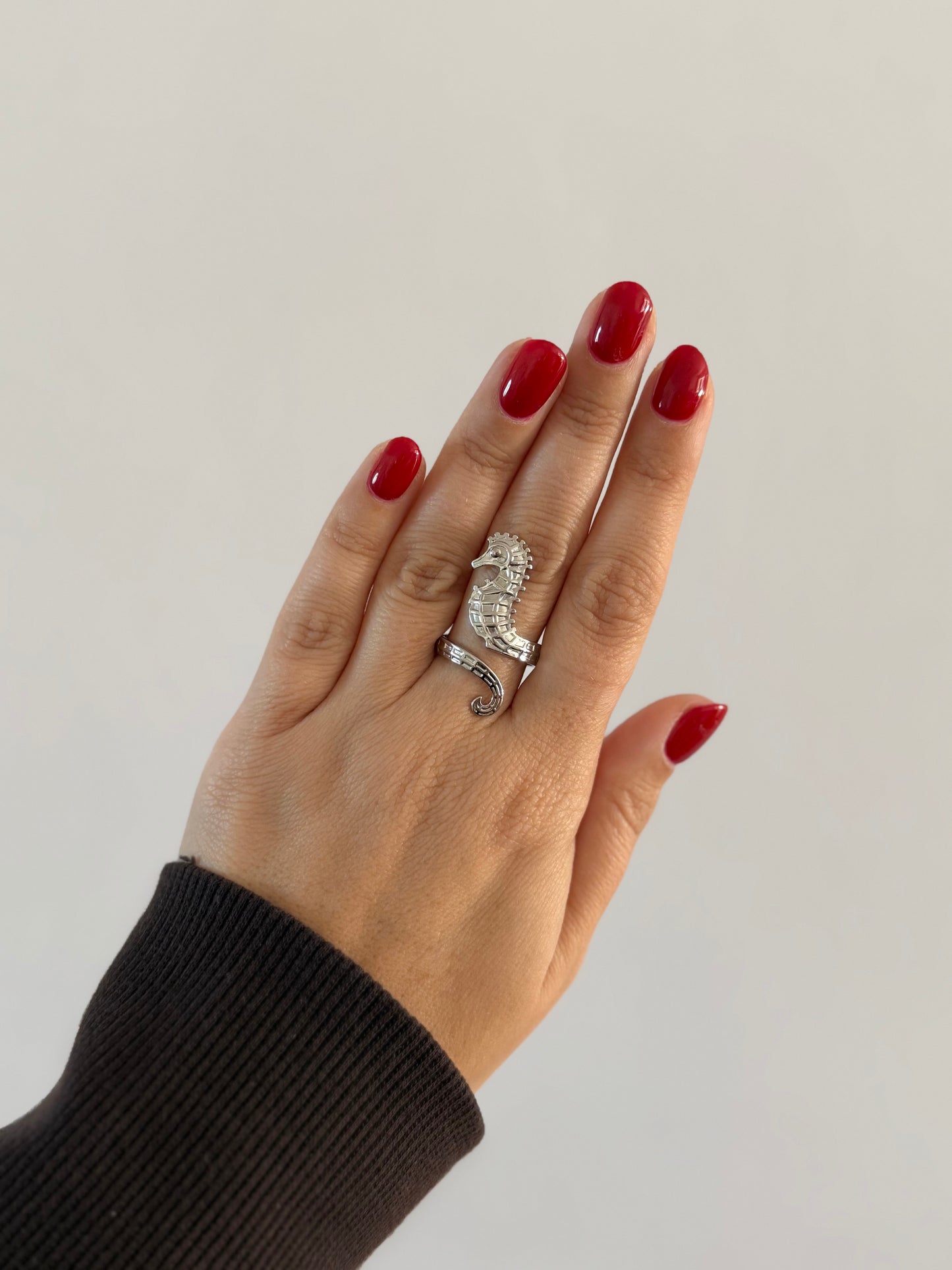 Silver Seahorse Ring