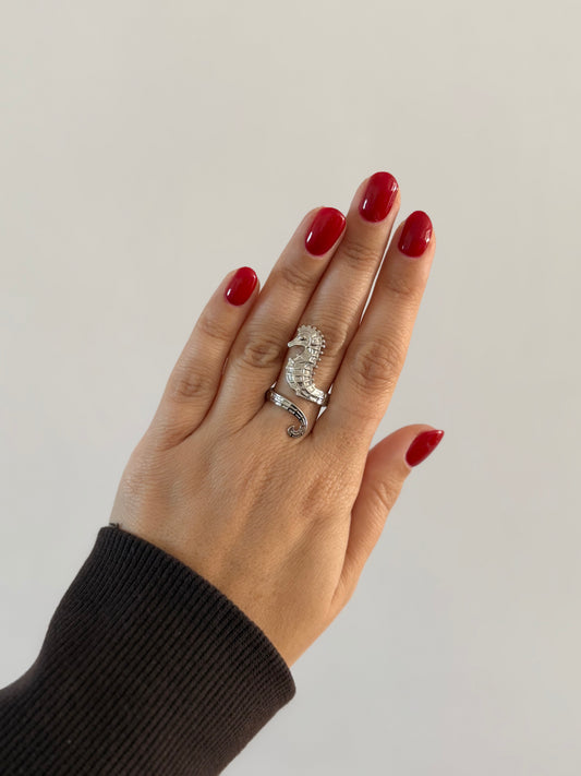 Silver Seahorse Ring