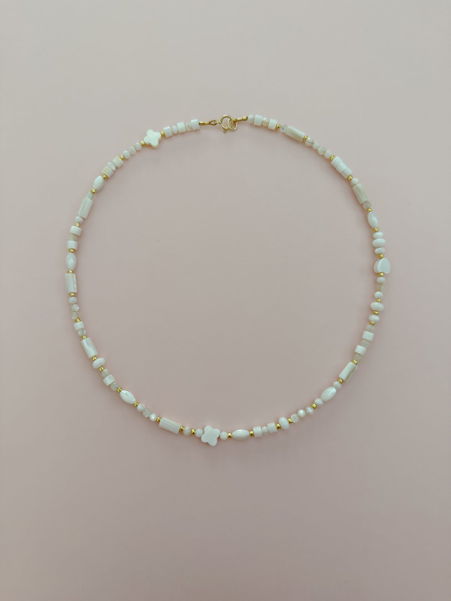 White & Gold Beaded Necklace
