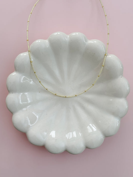 Tiny Pale Yellow Beaded Necklace