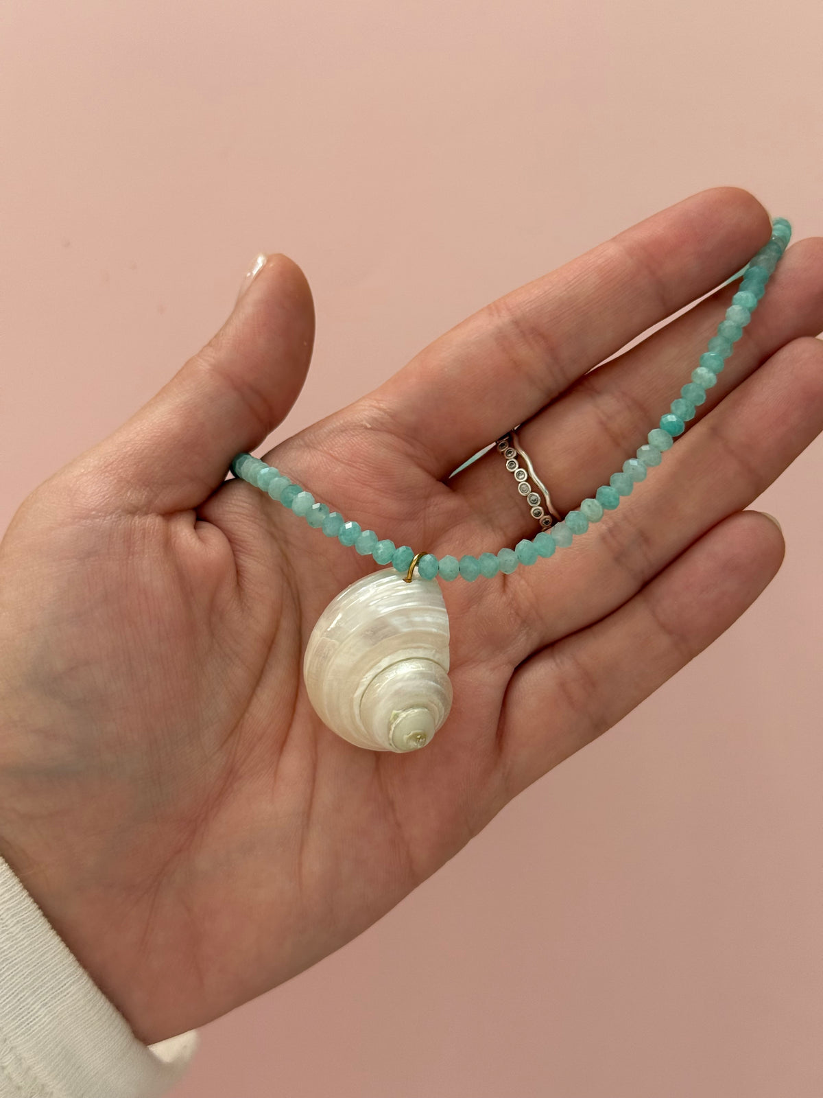 Amazonite Turbo Shell Necklace