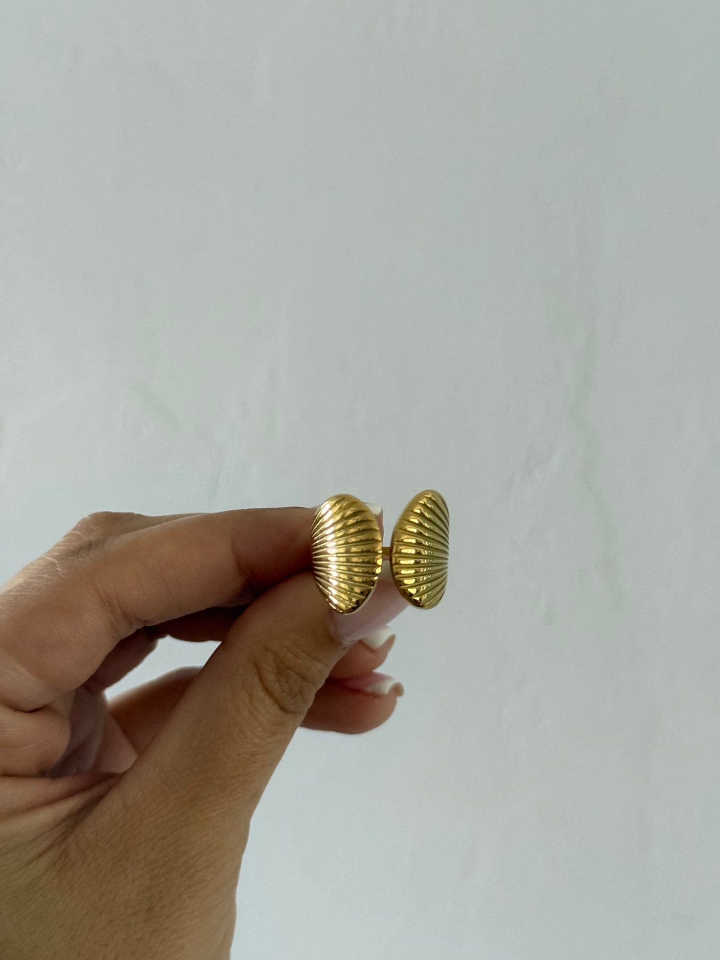 Gold Stainless Steel Double Shell Ring