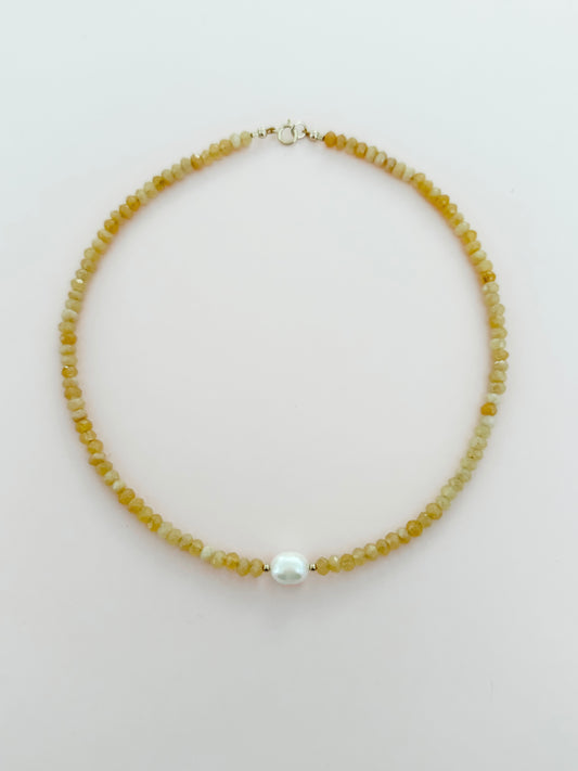 Pumpkin & Pearl Beaded Choker Necklace