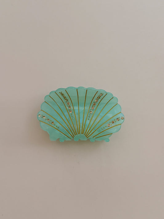 Seafoam Seashell Hair Clip
