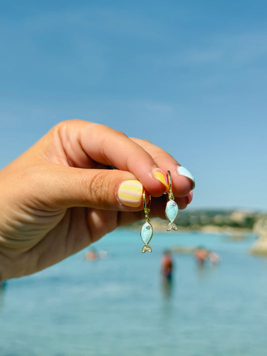 Aqua Fish Earrings