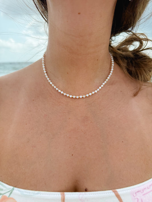 Mother of Pearl Ball with Gold Necklace