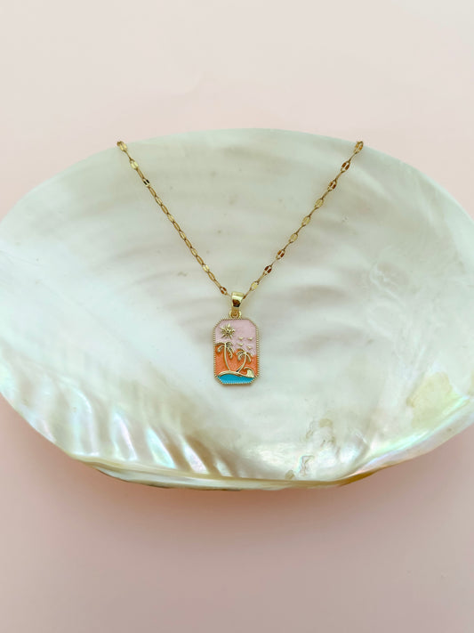 Orange Under the Palms Necklace