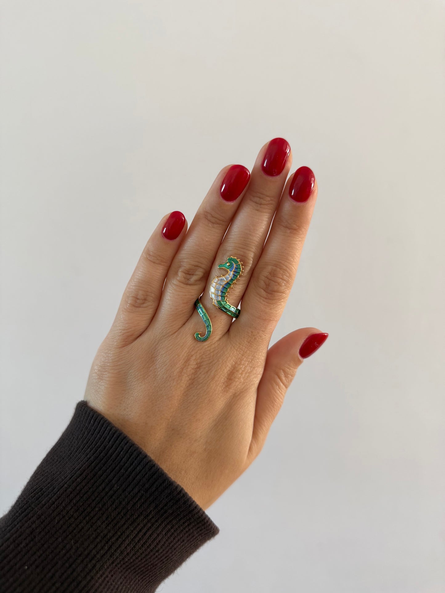 Aqua Seahorse Ring