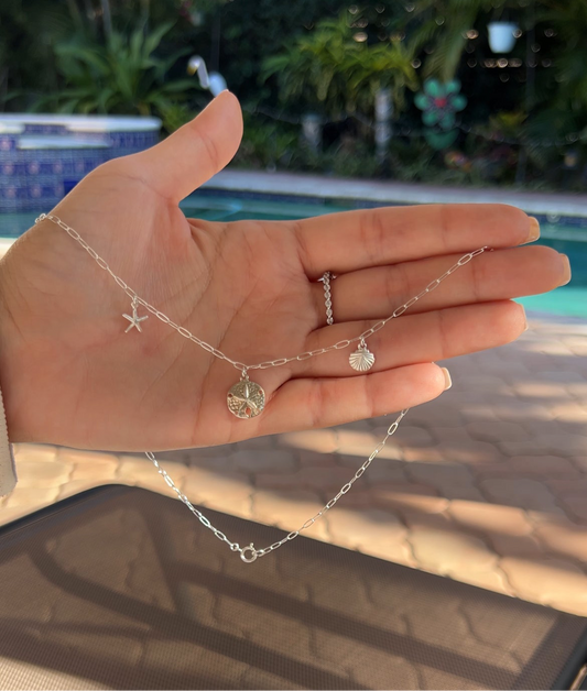 Sterling Silver Beachy Charm Necklace