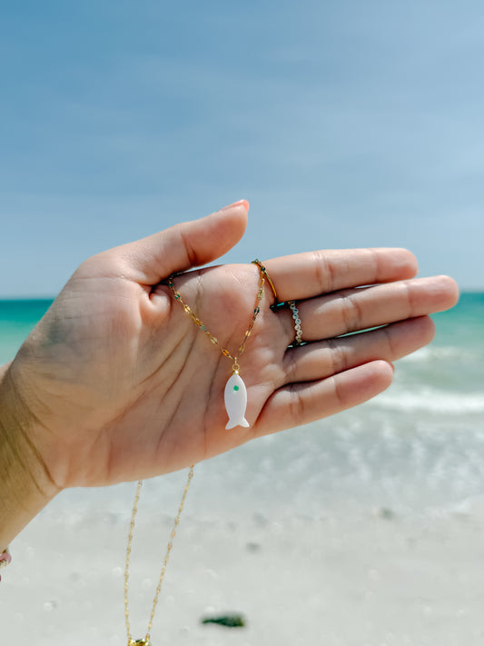 Mother of Pearl Fish Necklace