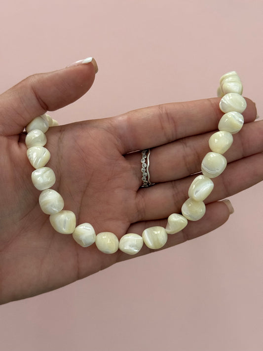 Cream Shell Nugget Necklace