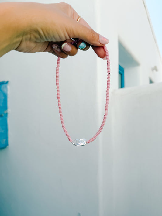 Pinky Pearl Necklace