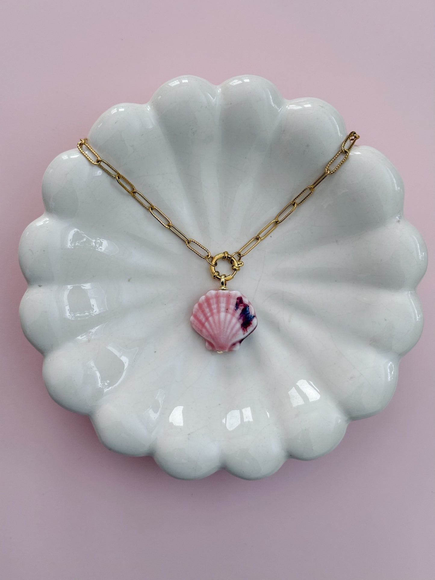 Pink Ceramic Shell Necklace