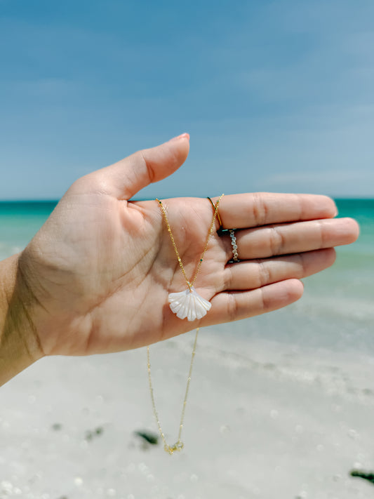 Mother of Pearl Shell Fan Necklace