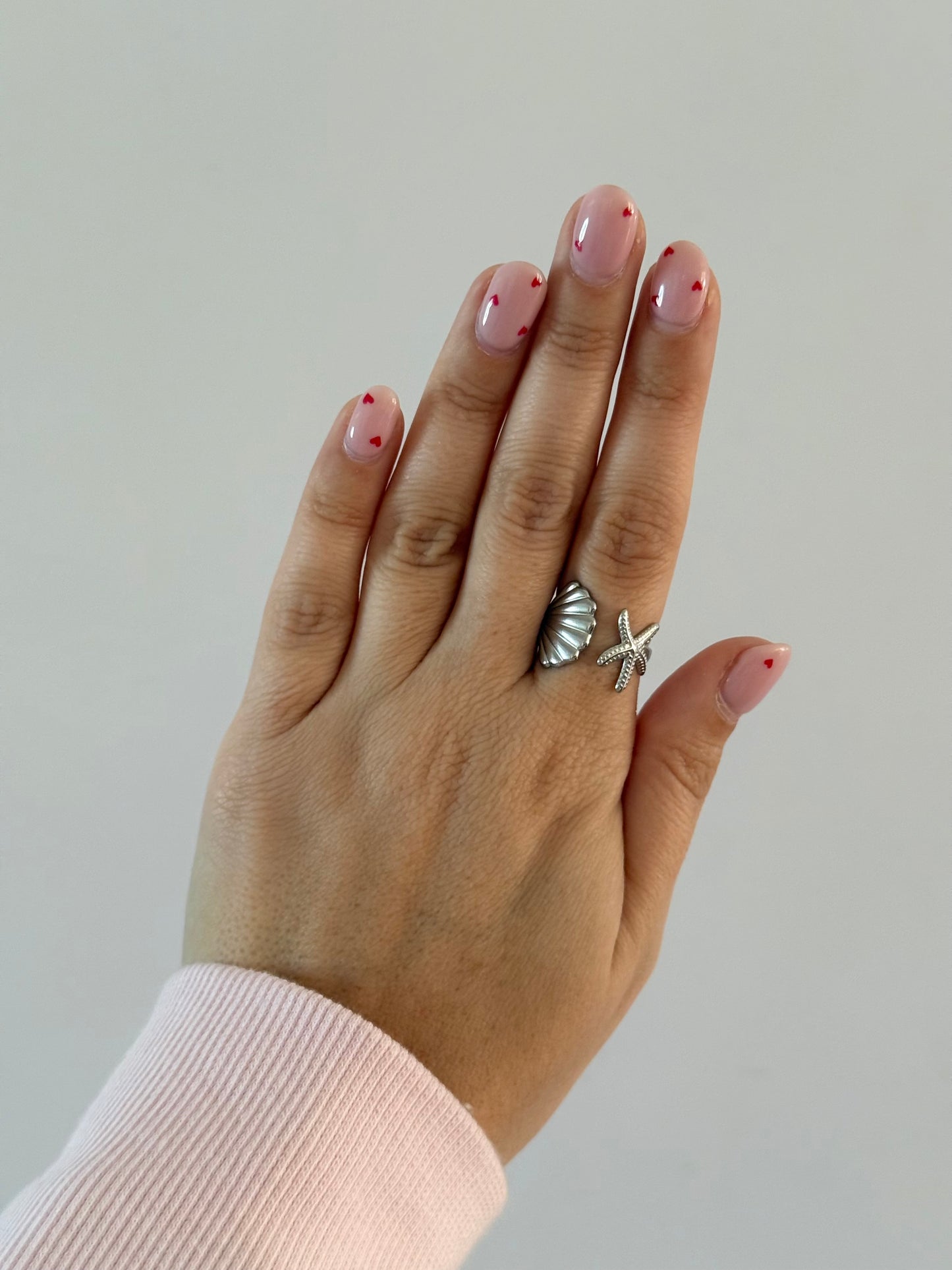 Silver Seashell & Starfish Ring