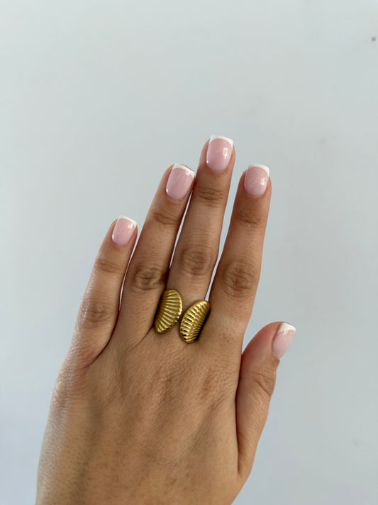Gold Stainless Steel Double Shell Ring