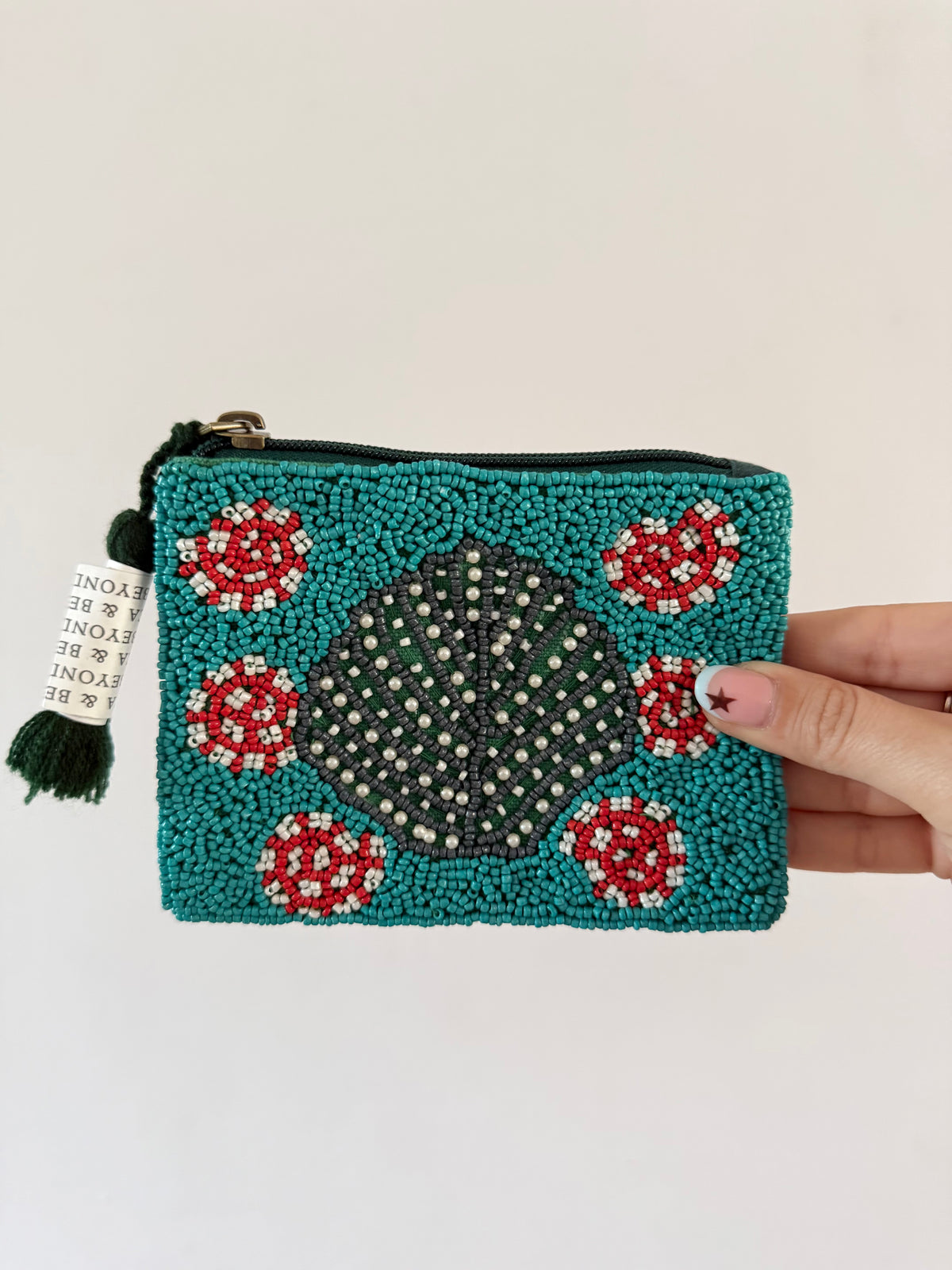 Teal Seashell Coin Pouch