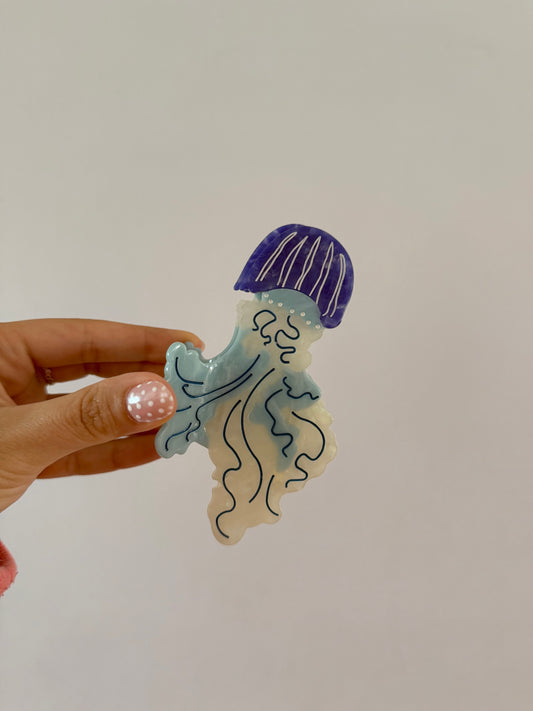Blue Jellyfish Hair Clip