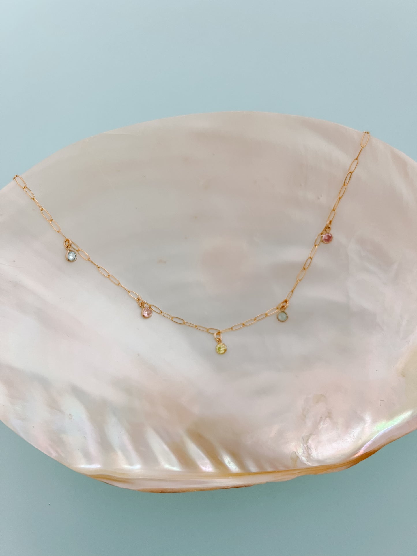 Gold Filled Dainty Confetti Cz Charm Necklace