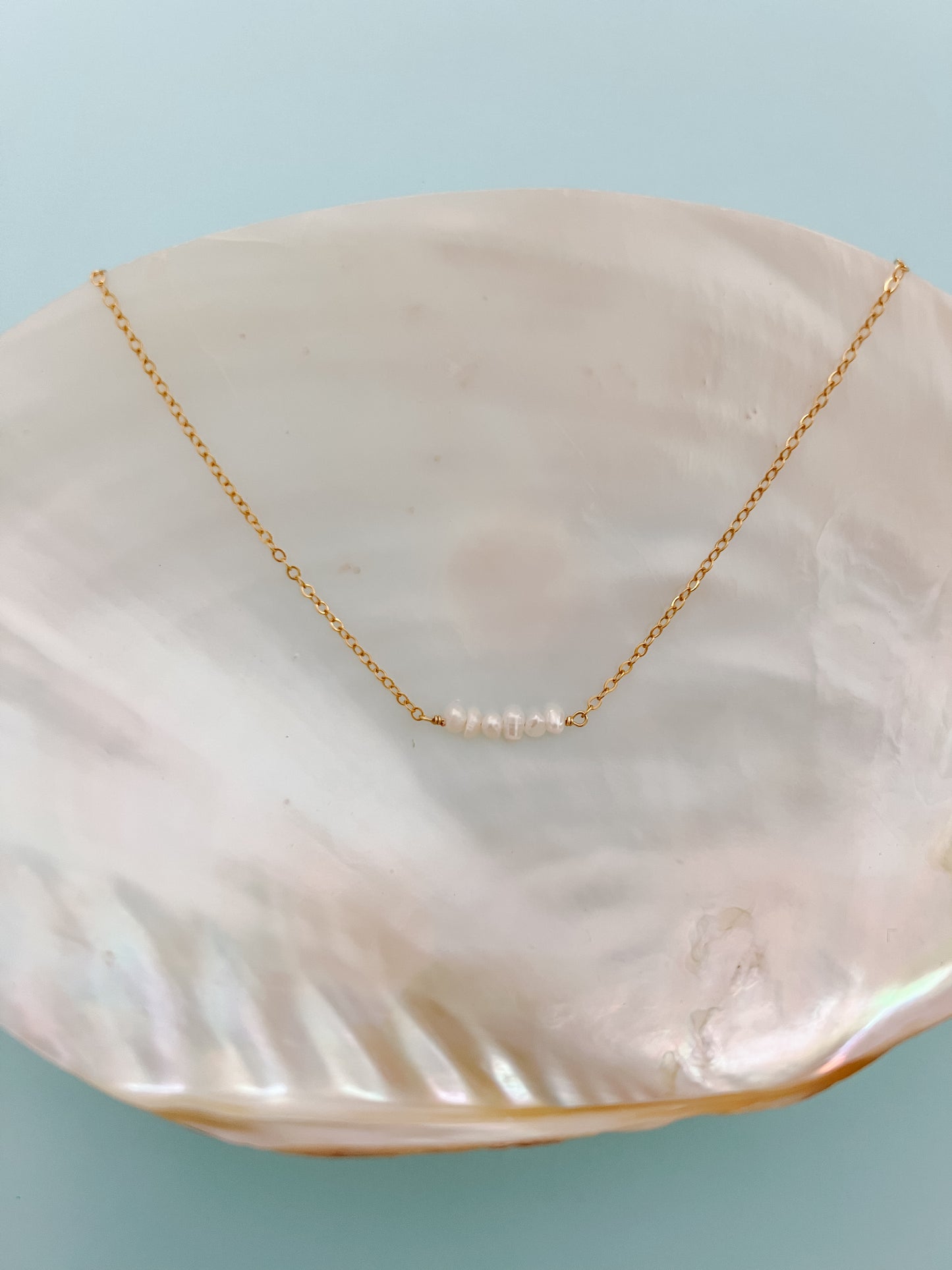 Gold Filled Tiny Pearl Necklace