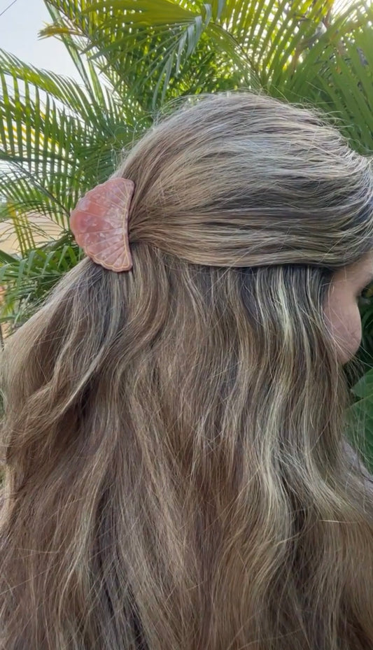 Coral Seashell Hair Claw Clip