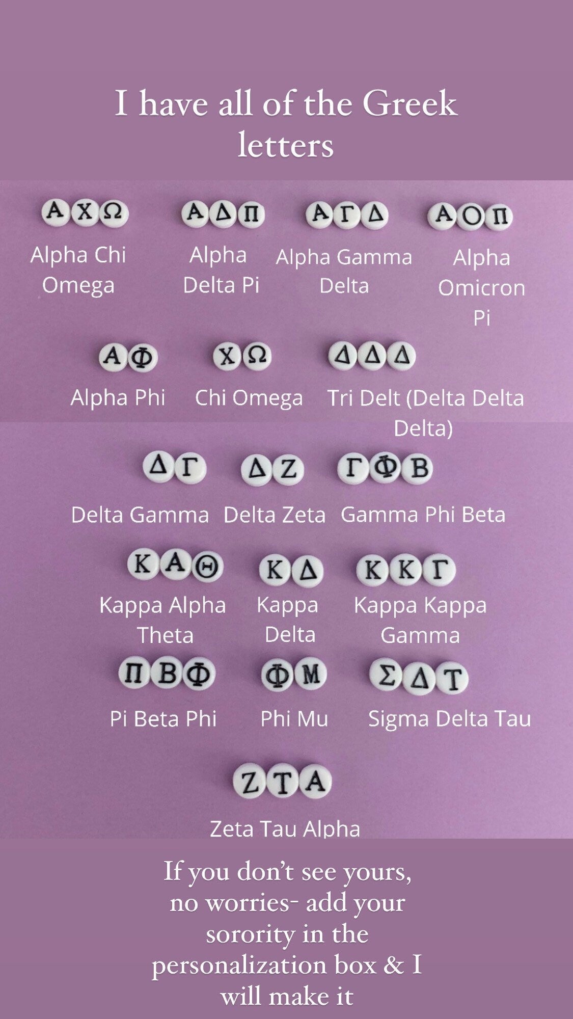 Sorority Beaded Bracelet Greek Letters