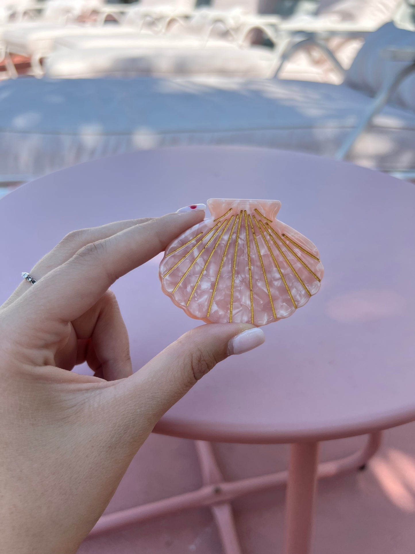 Pink Scallop Shell Hair Claw Clip