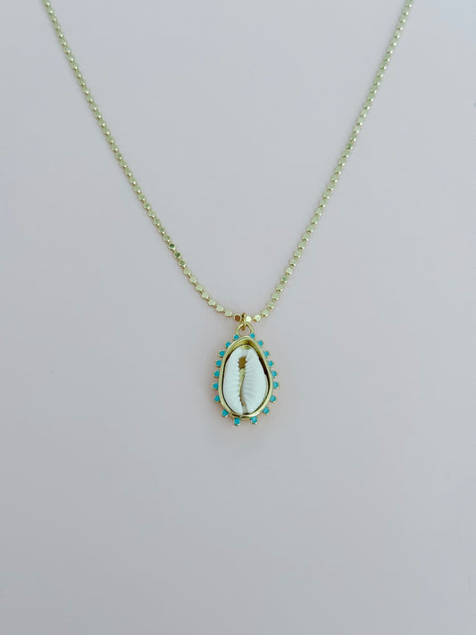 Turquoise Cowrie Shell Necklace