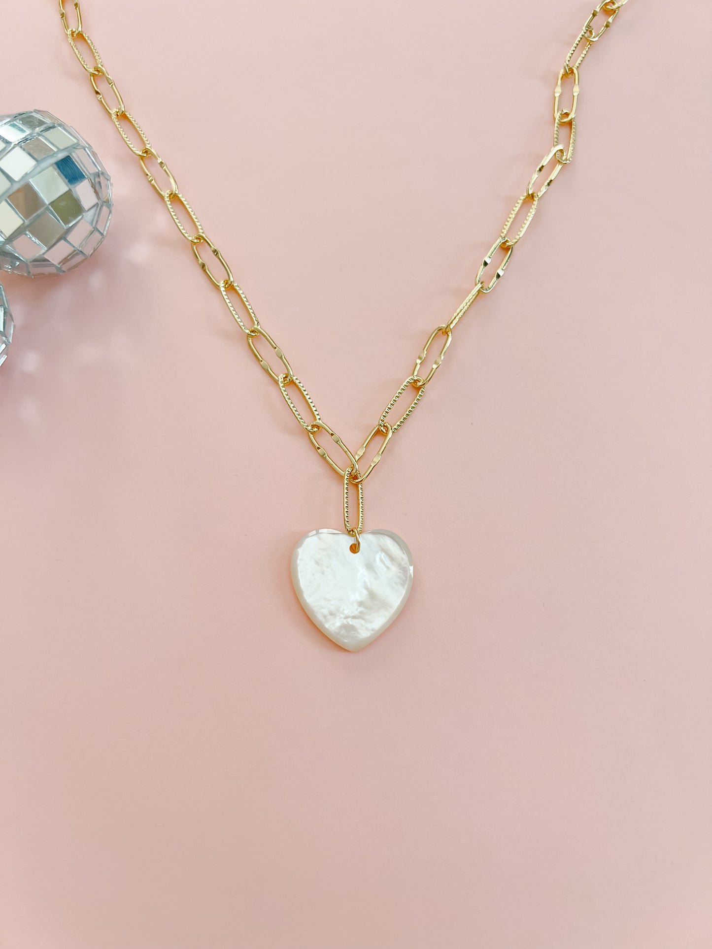 Mother of Pearl Shell Heart Necklace