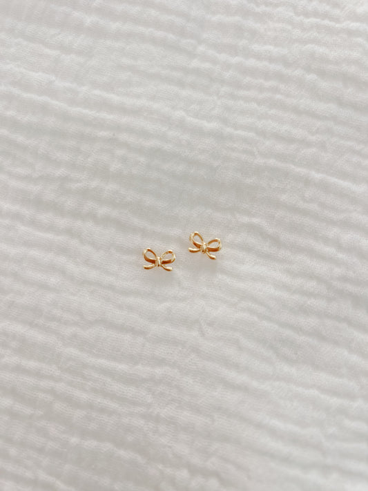Tiny Gold Bow Stud Earrings