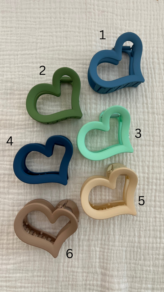 Heart Shaped Hair Claw Clips