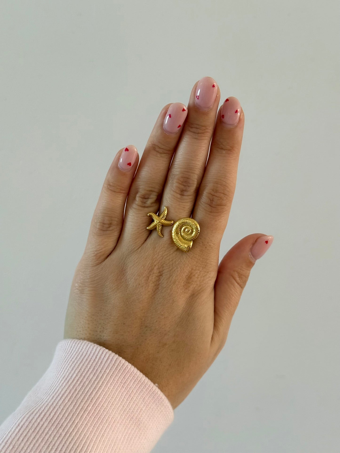 Gold Nautilus & Starfish Ring