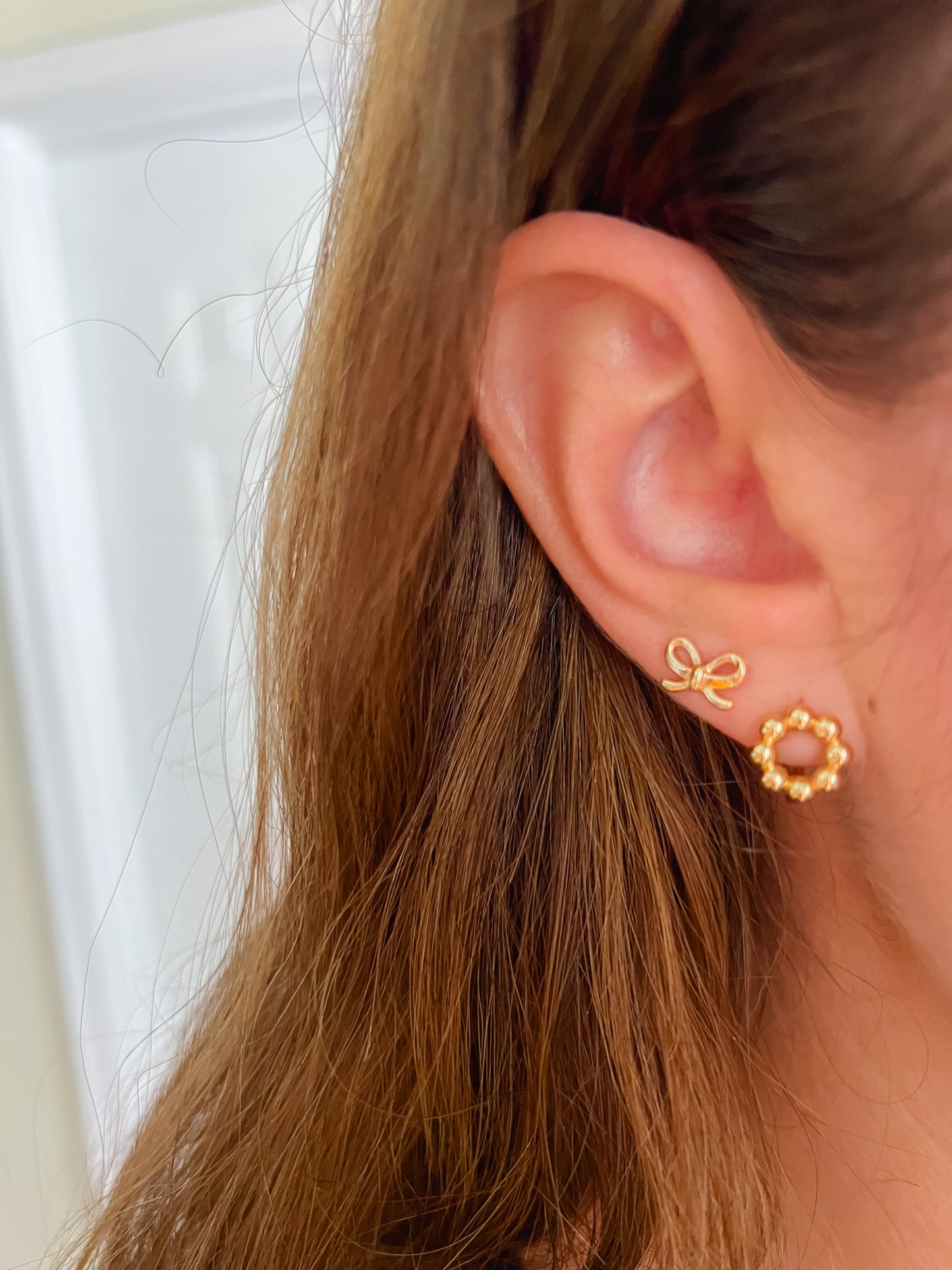 Tiny Gold Bow Stud Earrings