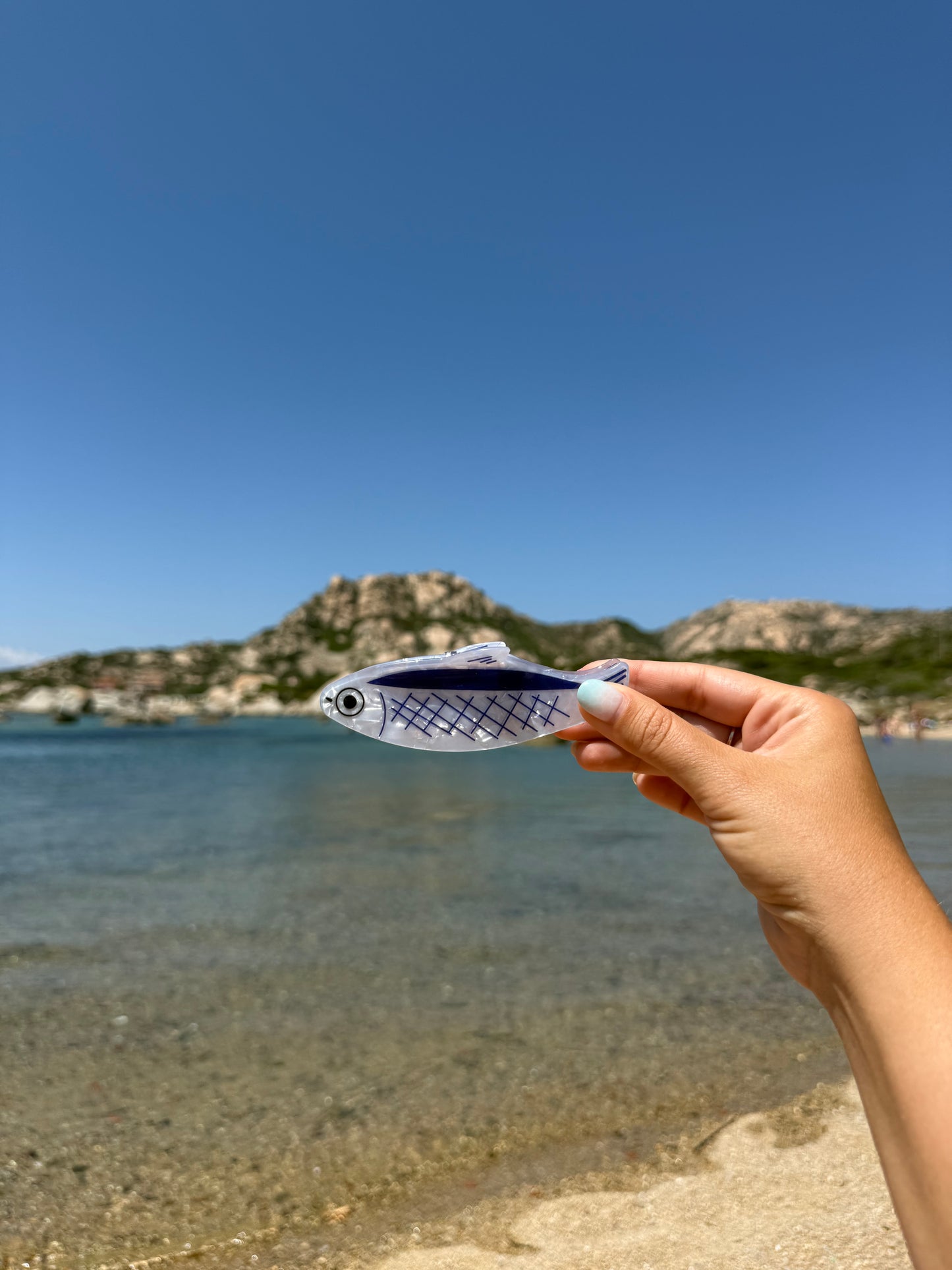Navy Fish Hair Clip