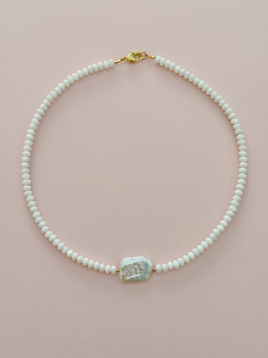 Disc & Pearl Beaded Necklace
