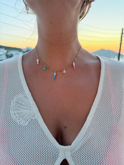 Klima Fish & Starfish Charm Necklace