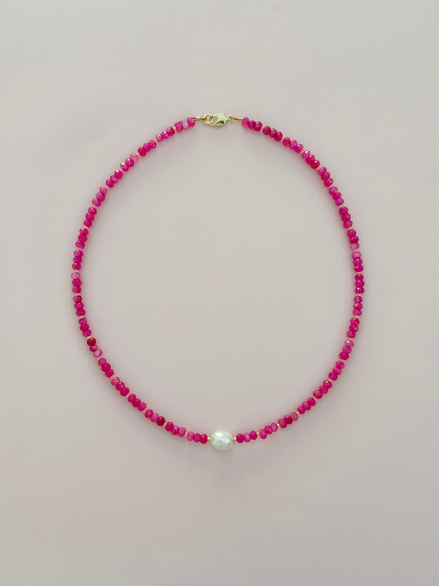 Magenta & Orange Pearl Beaded Necklace